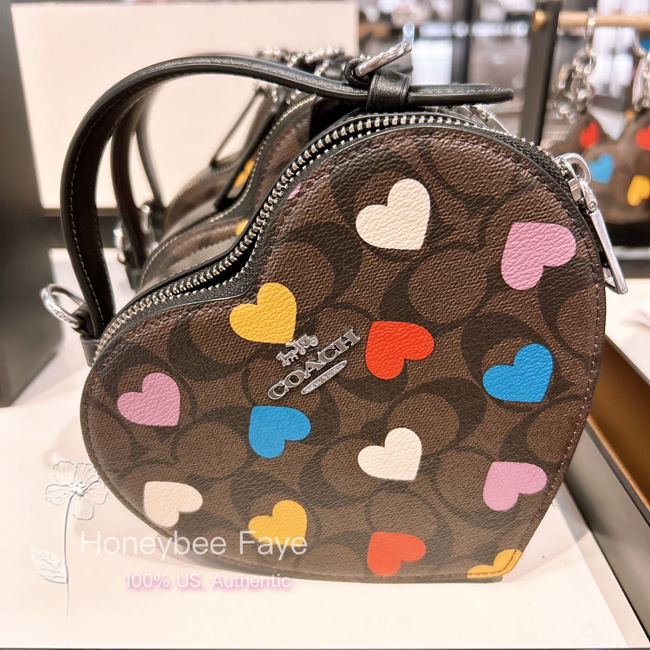 image of Coach Heart Crossbody In Signature Canvas With Heart Print Cp022 in Brown, Women's