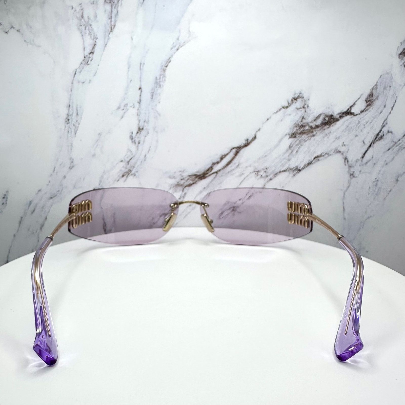 New MIU MIU Sunglasses Gold Pink Wrap AUTHENTIC Runway 2025