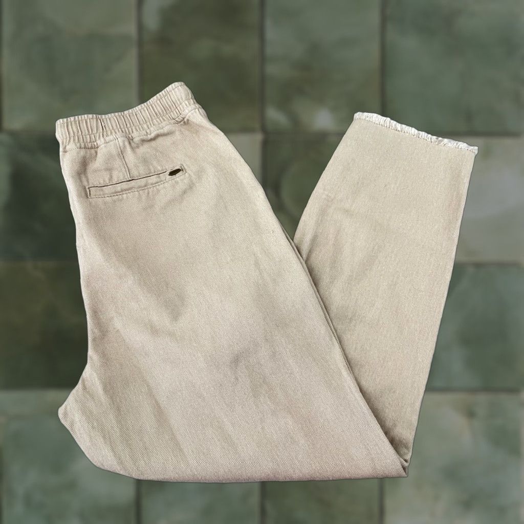 Vintage Mora Women's Distressed Denim Jeans Large Khaki Elastic Waist High Rise Size 36" / US 14 / IT 50 - 1 Thumbnail