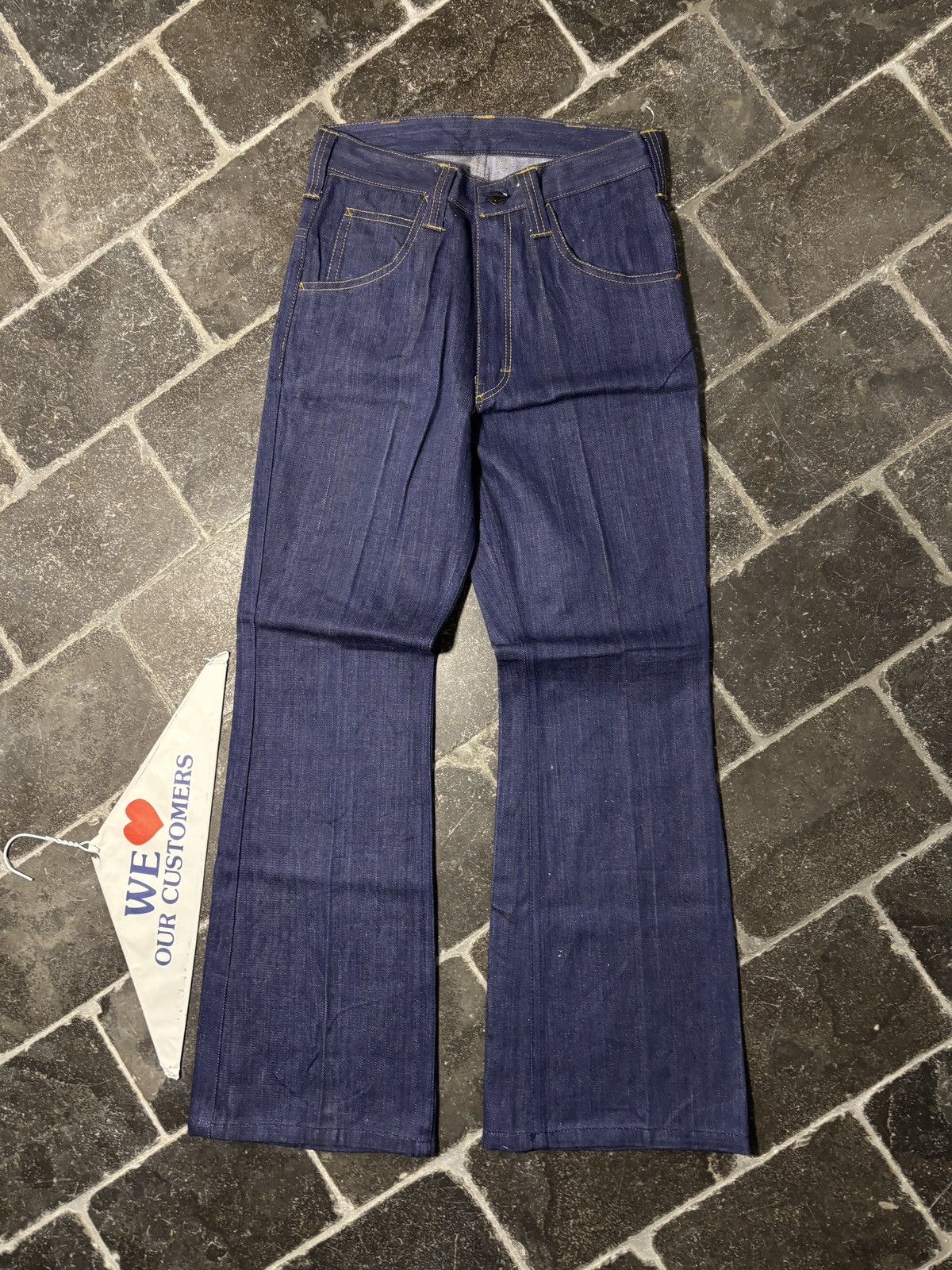 Vintage 1970s Vintage Dark Wash Denim Jeans Golden Horse Flared 70s Size 26" / US 2 / IT 38 - 2 Thumbnail