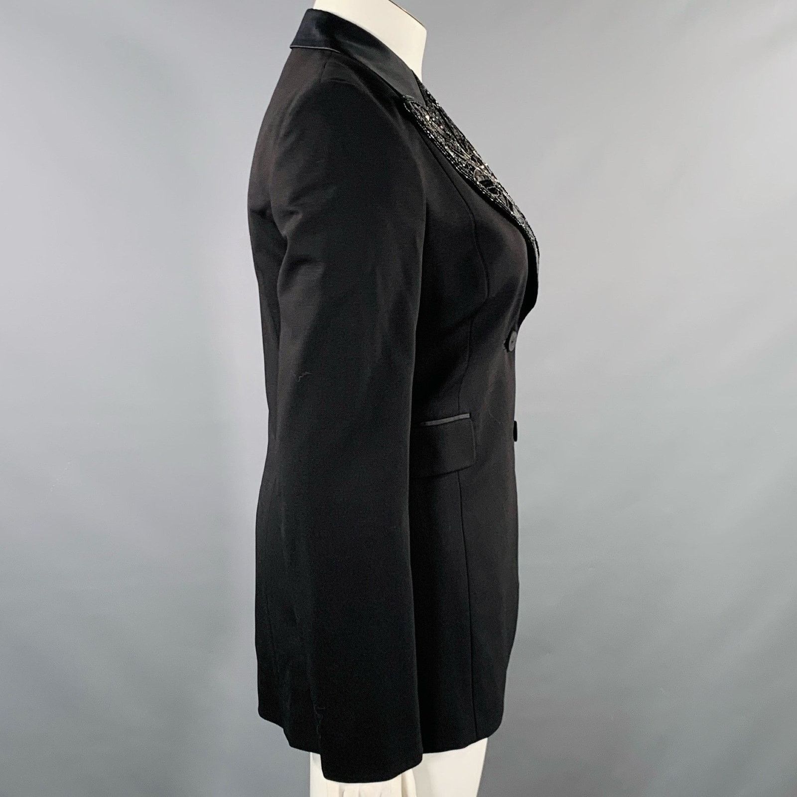 Emilio Pucci EMILIO PUCCI 12 Black Wool Mohair Sequined Jacket Blazer Size L / US 10 / IT 46 - 3 Thumbnail