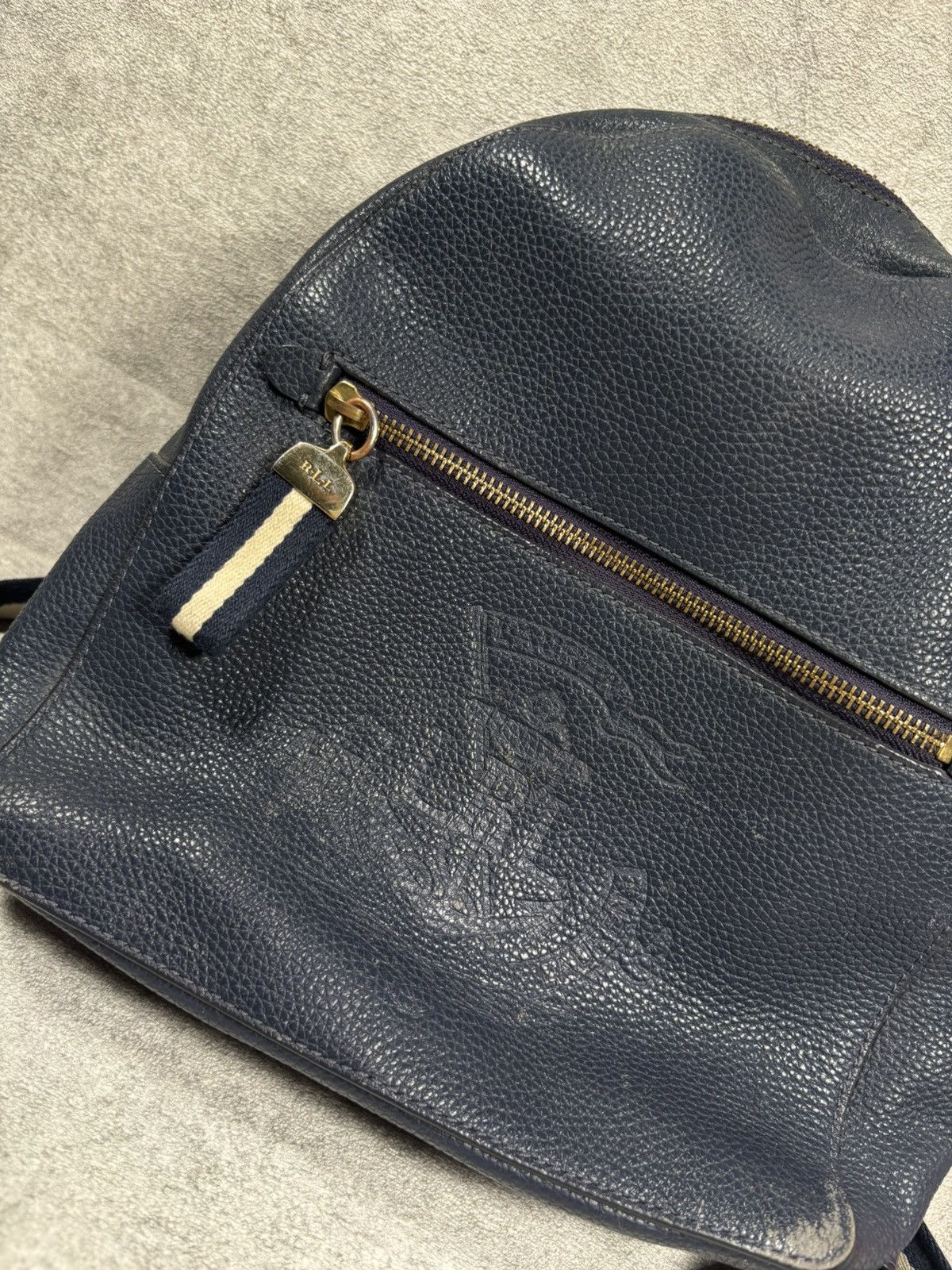 Lauren Ralph Lauren Lauren Ralph Lauren Pebbled Leather Navy Backpack Nautical Size ONE SIZE - 3 Thumbnail