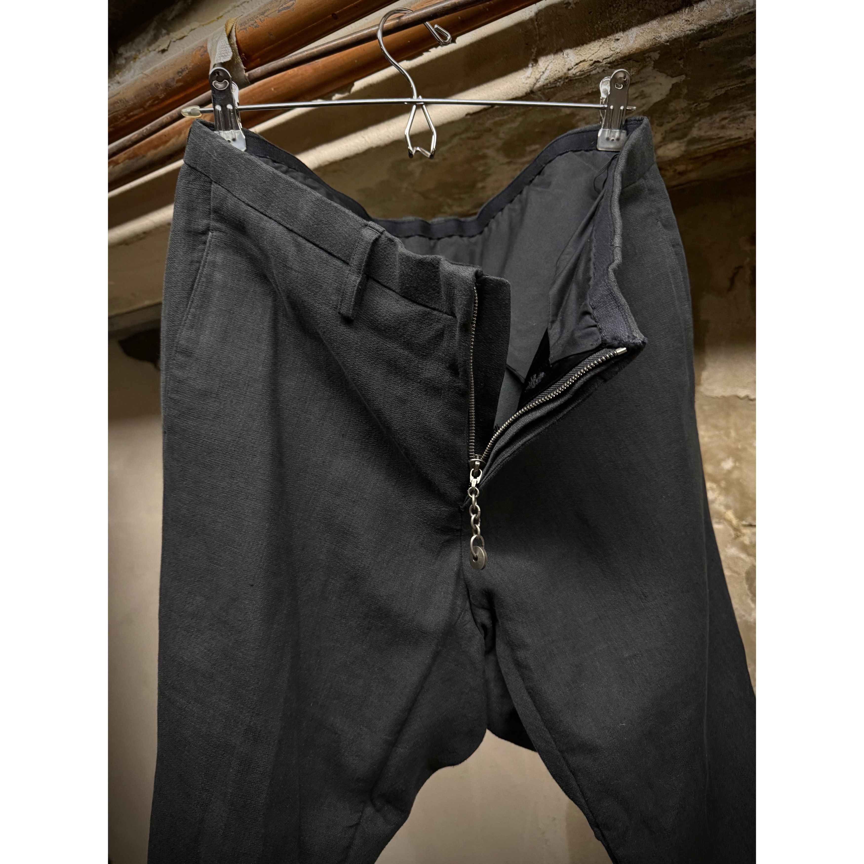 Devoa DEVOA SS24 Charcoal Grey Cotton Linen Twisted J-Cut Pants Size US 33 - 2 Thumbnail