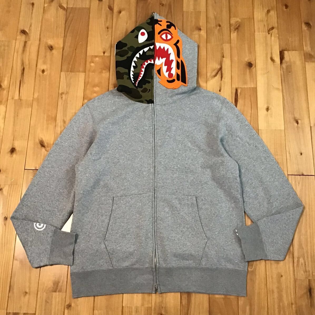 BAPE camo Crazy Face Tiger Shark full zip Hoodie APE