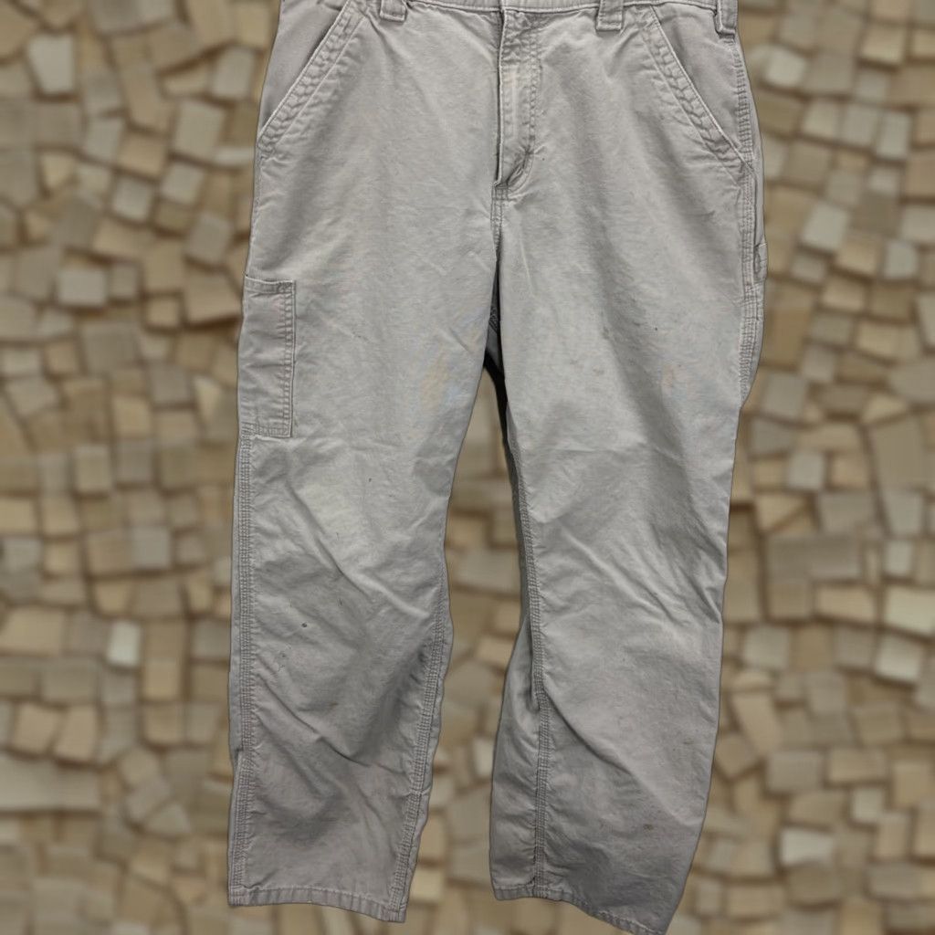 Carhartt VINTAGE Carhartt Pants Mens 32x32 Carpenter Tan Canvas Loose Fit 90s Retro Distressed Front Zip Button Pockets CT Carhartt B151 Mens pants Size US 32 / EU 48 - 1 Thumbnail