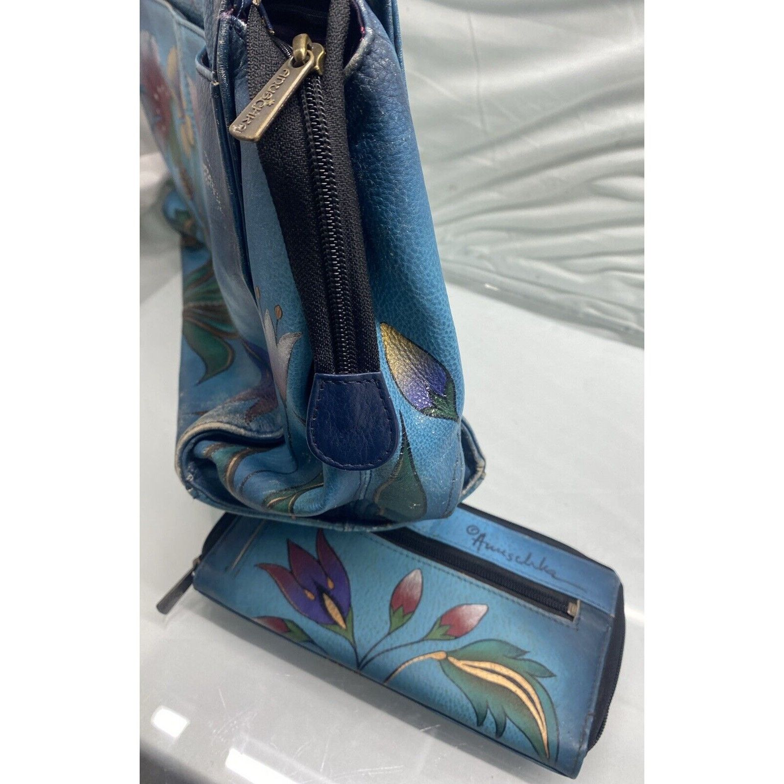 Anna Bolina Anna Anushka Painted Turquoise Leather Shoulder Bag + Wallet Size ONE SIZE - 5 Thumbnail