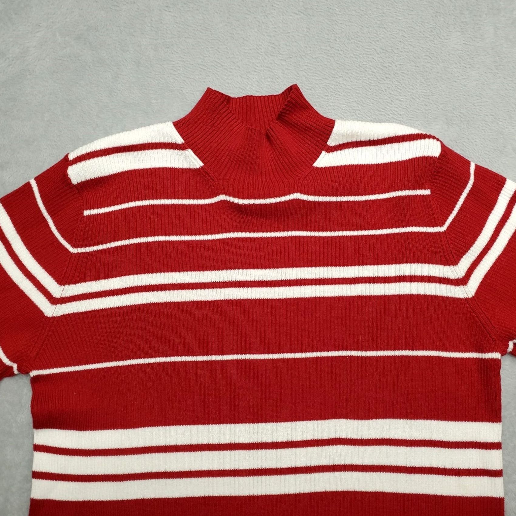 Charter Club VINTAGE Charter Club Sweater Women L Red White Black 100% Cotton Knit Casual Knit Style Pullover Long Sleeve Lightweight Knit - Charters Club? Size L / US 10 / IT 46 - 2 Thumbnail