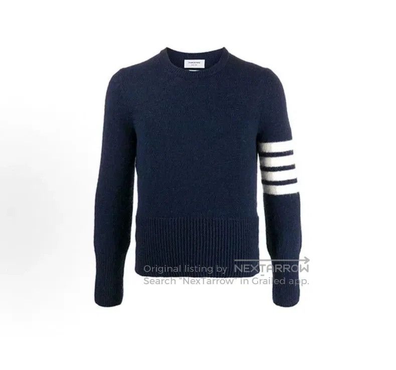 Other Thom Browne Navy Blue Four-Stripe Wool Crewneck Sweater Size US XL / EU 56 / 4 - 3 Thumbnail