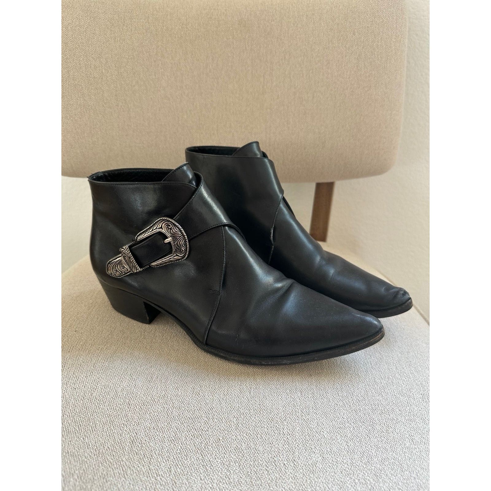 Saint Laurent Paris Saint Laurent Black Calfskin Leather Ankle Boot 41 Size US 11 / IT 41 - 3 Thumbnail