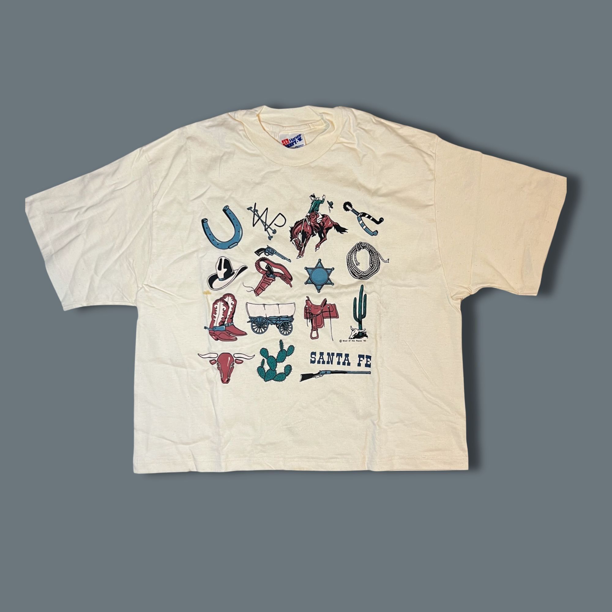 Hanes Vintage 90s Hanes West Of The Pecos Santa Fe Cowboy Graphic Size XL / US 12-14 / IT 48-50 - 2 Thumbnail