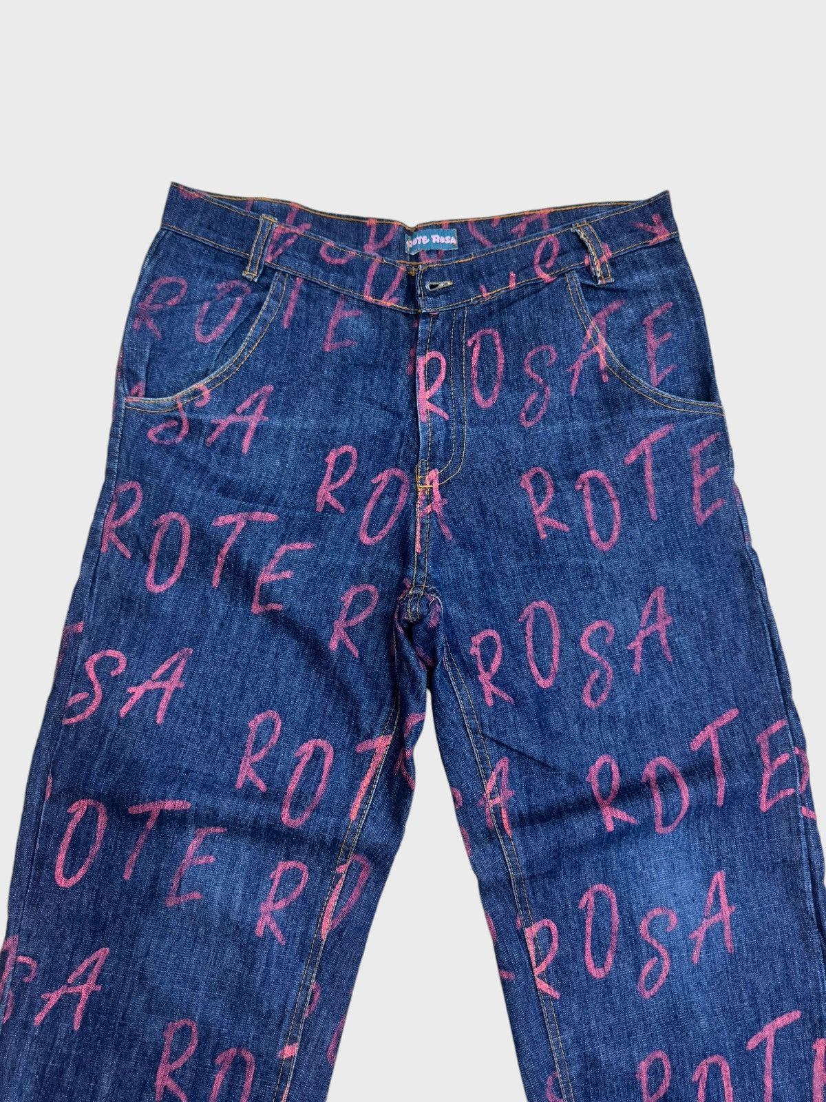 Japanese Brand ROTE ROSA All Print Distressted Denim Jeans Size US 32 / EU 48 - 3 Thumbnail