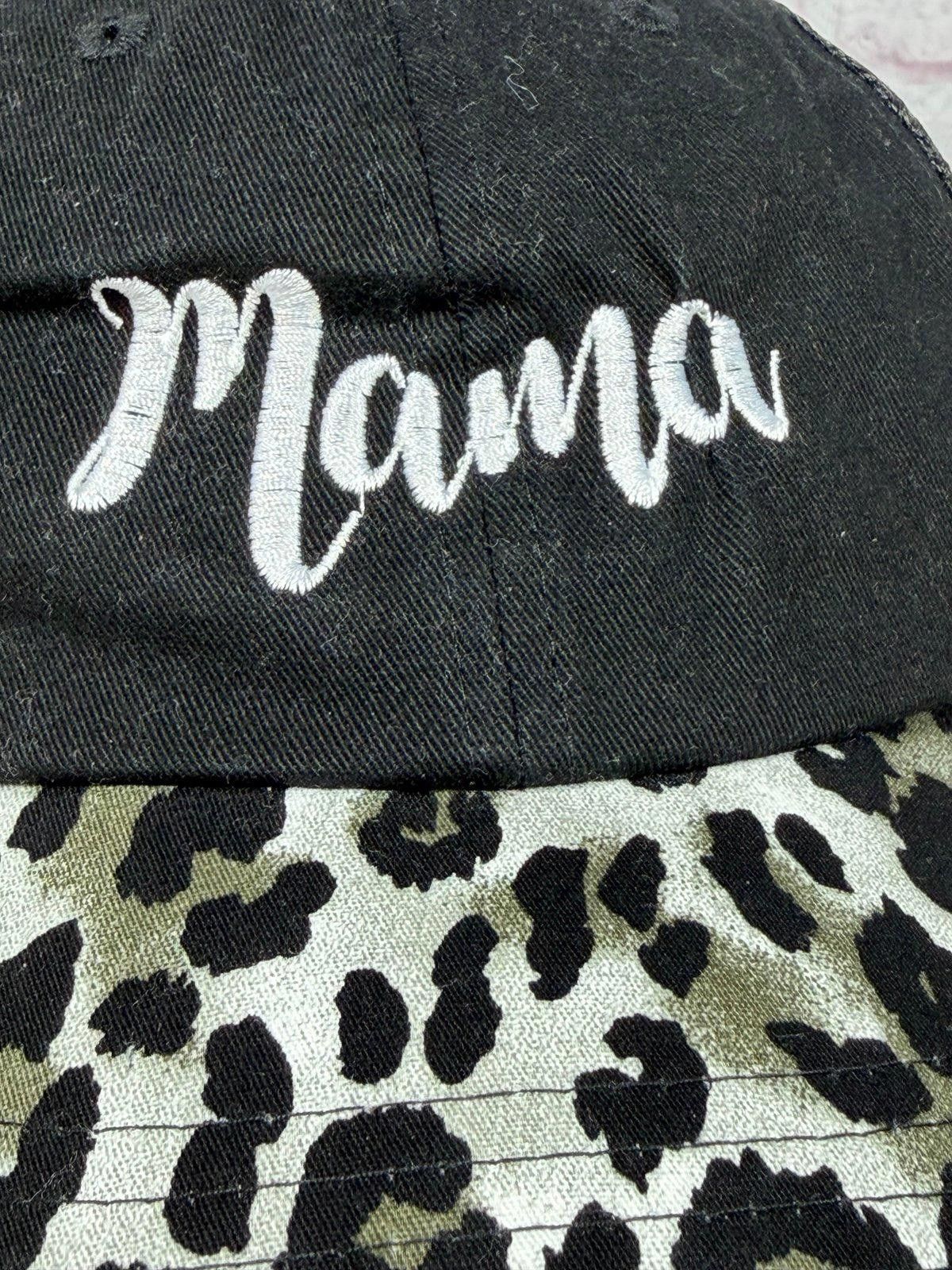 Other Mama Script Embroidered Leopard Print Trucker Hat New Size ONE SIZE - 3 Thumbnail