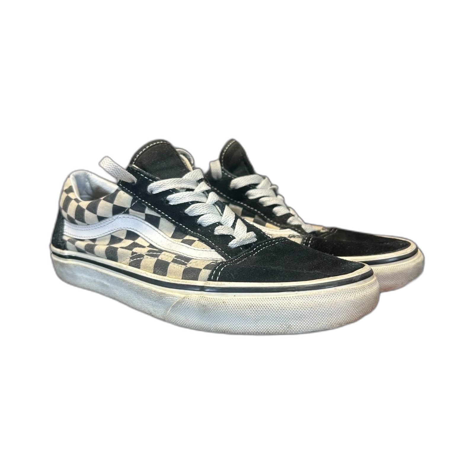 Vans Vans Old Skool Low Top Blue White Checkered Sneakers Women's Size US 7.5 / EU 40-41 - 2 Thumbnail