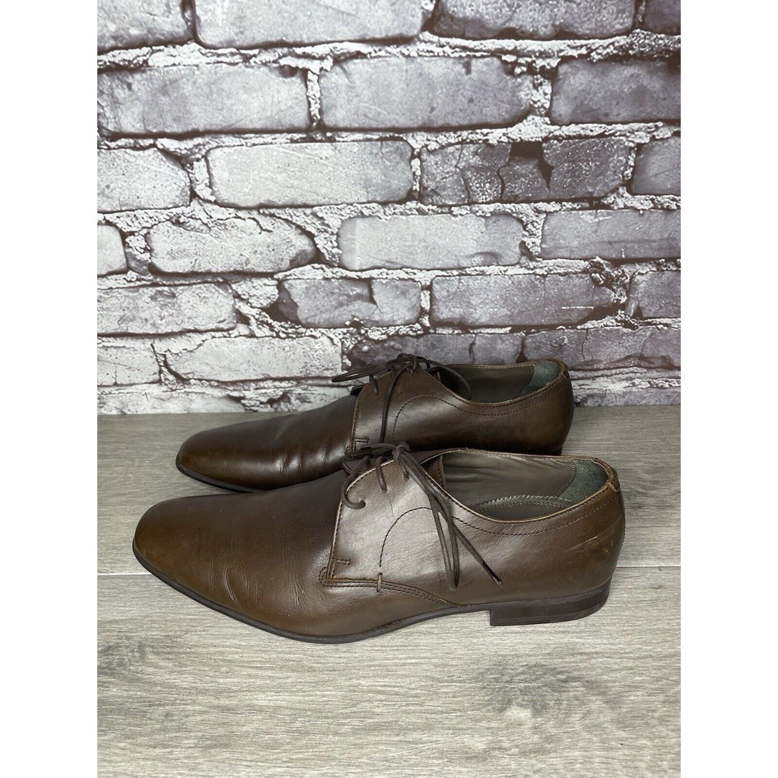 Zara Zara Man Brown Leather Derby Dress Oxfords Lace Up Shoes Men Size US 10 / EU 43 - 17 Thumbnail