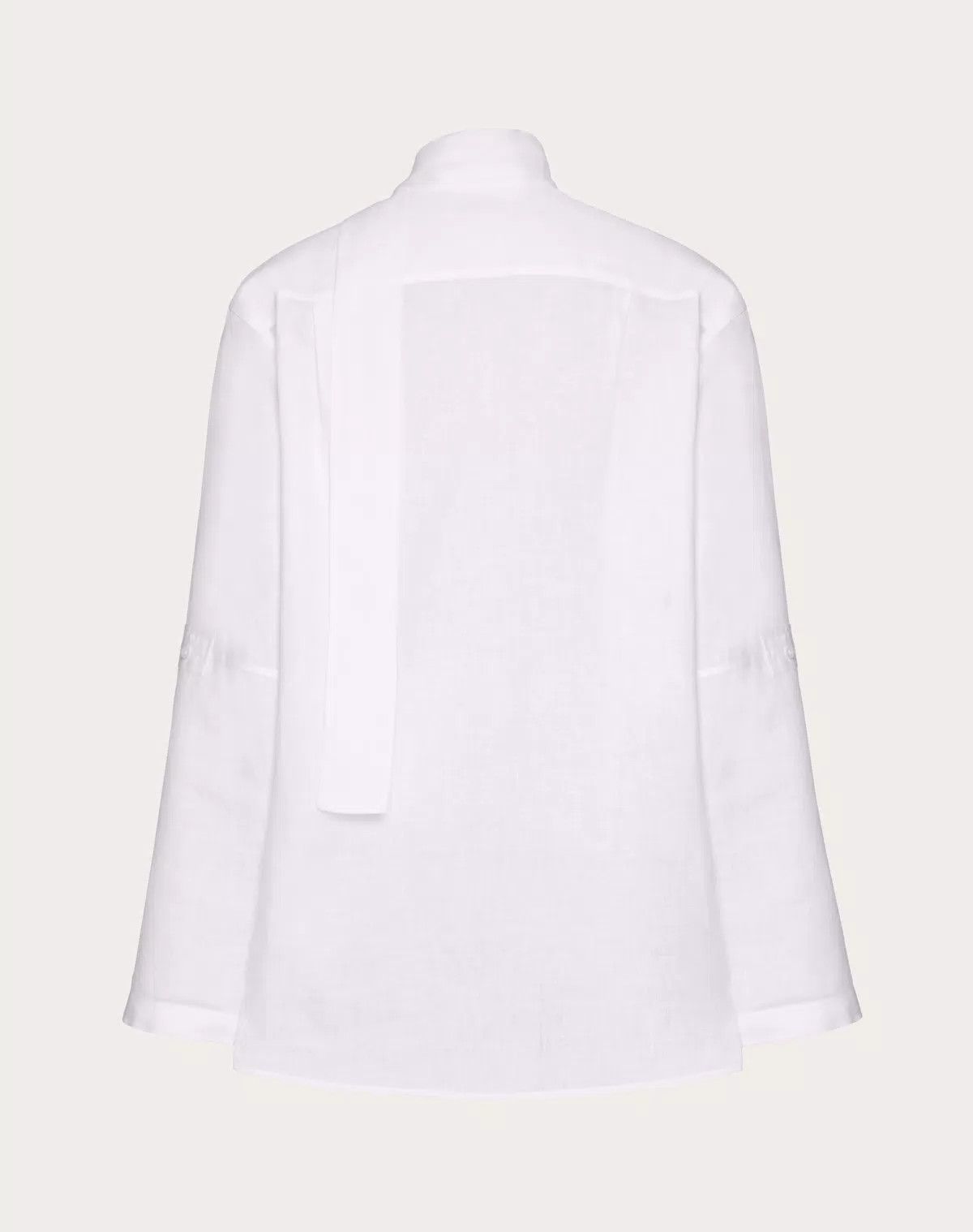 Valentino oc11z0625 Linen Shirt With Scarf in White Size US XS / EU 42 / 0 - 2 Thumbnail