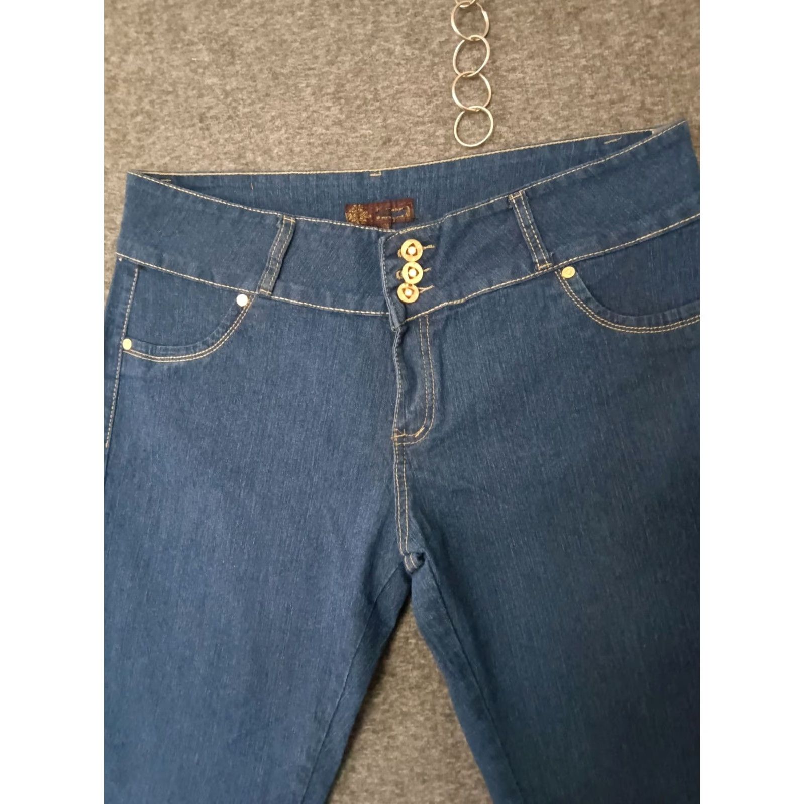 Vintage Unbranded Jeans 3 Button Closure Medium Wash Skinny Blue Women's 23/24 Size 40" / US 18 - 3 Thumbnail