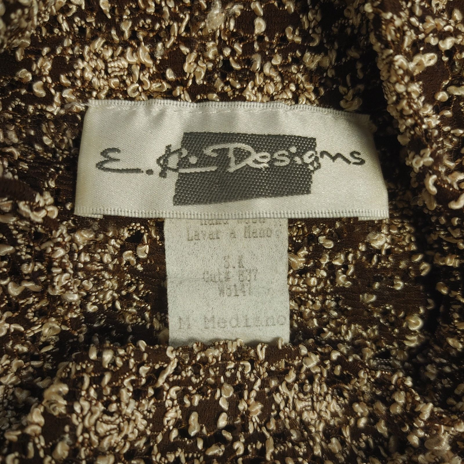 Other VTG EK Designs Women's M Brown/Gold Knit Mock Neck Top Size M / US 6-8 / IT 42-44 - 3 Thumbnail