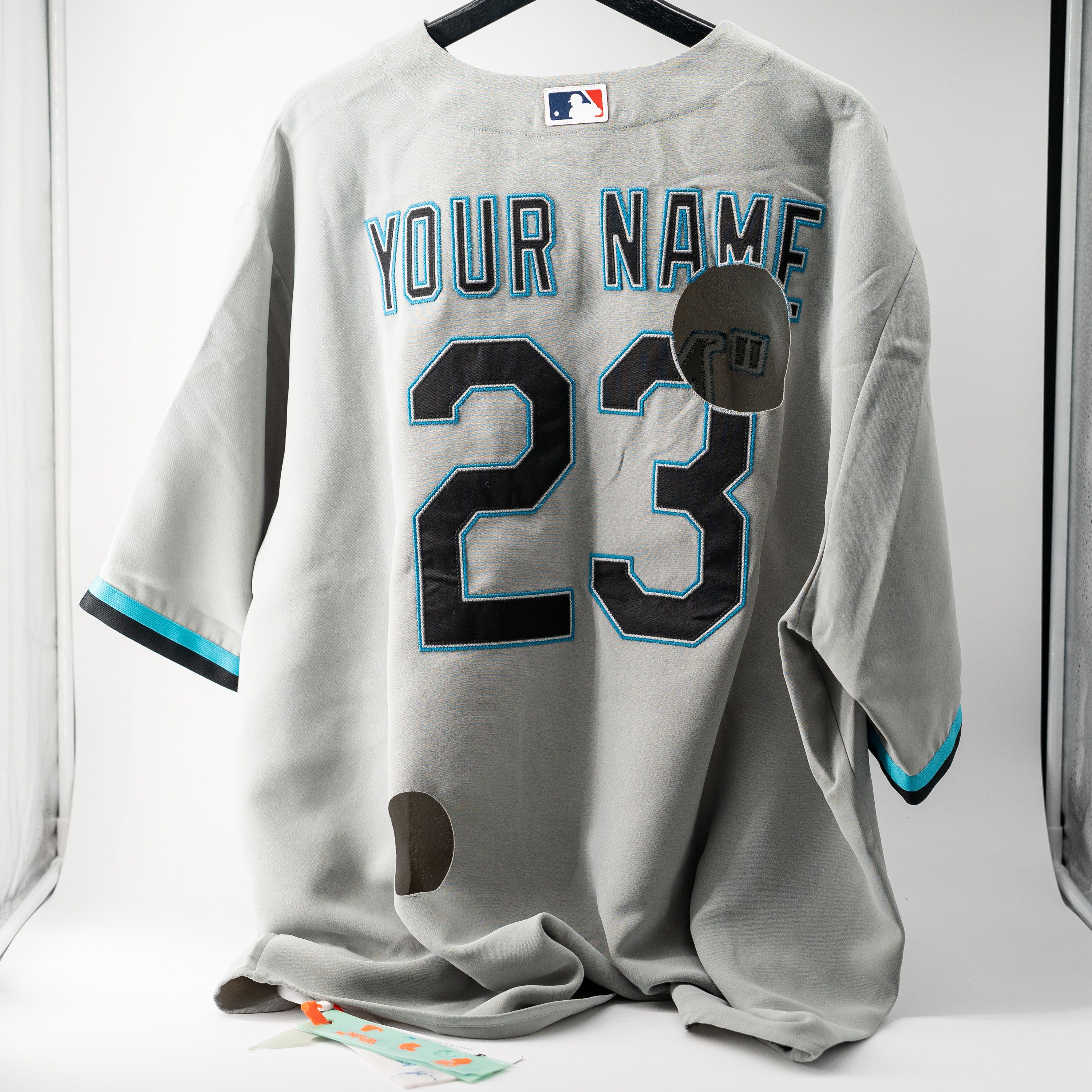 Off-White XXL - Off-White Miami Marlins MLB Top Jersey Gray Blue Size US XXL / EU 58 / 5 - 5 Thumbnail