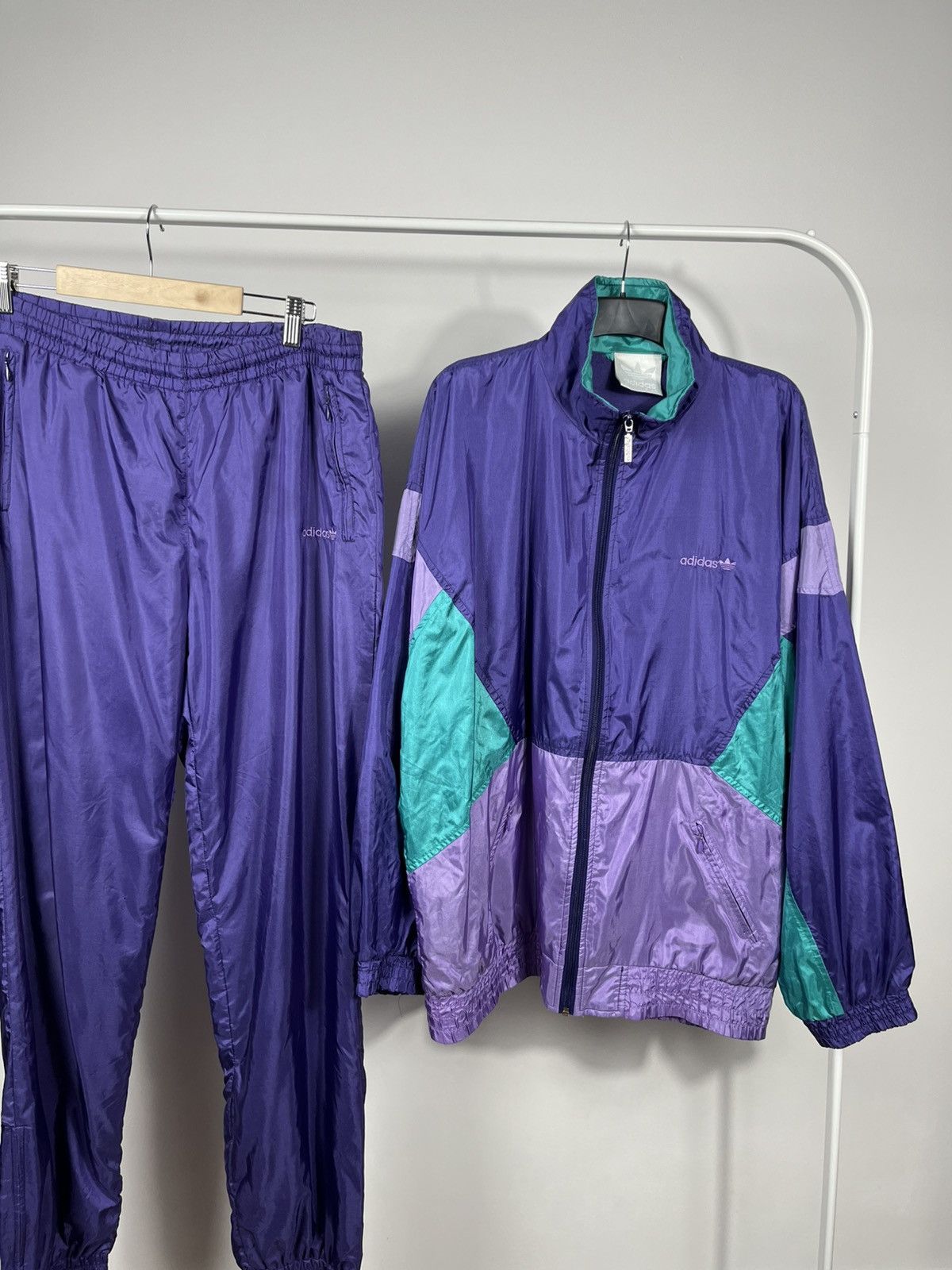 Adidas Vintage Adidas Purple Track Suit Windbreaker Jacket Pants Size US XL / EU 56 / 4 - 2 Thumbnail