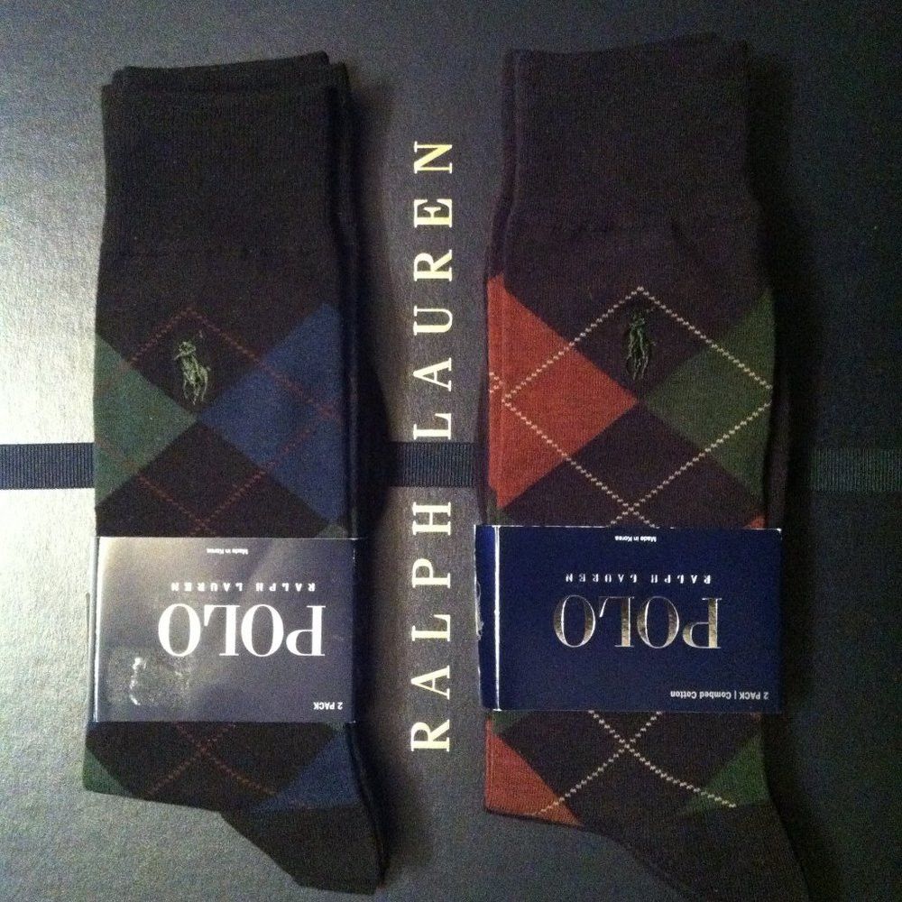 Polo Ralph Lauren 2 DOUBLE POLO RALPH LAUREN MENS NEW DRESS SOCKS SIZE: 6-12 Size ONE SIZE - 2 Thumbnail
