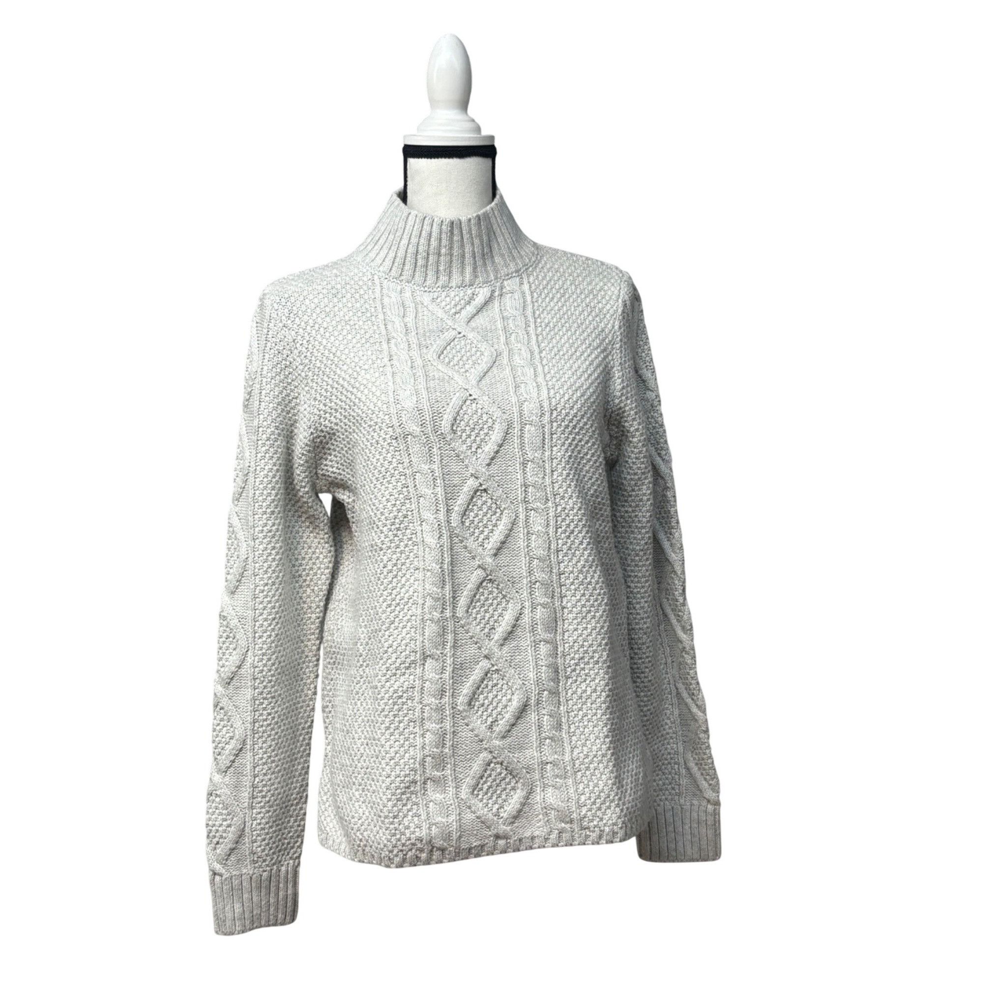 Lucky Brand Lucky Brand Cable Knit Turtleneck Sweater, Gray, Size M Size M / US 6-8 / IT 42-44 - 5 Thumbnail