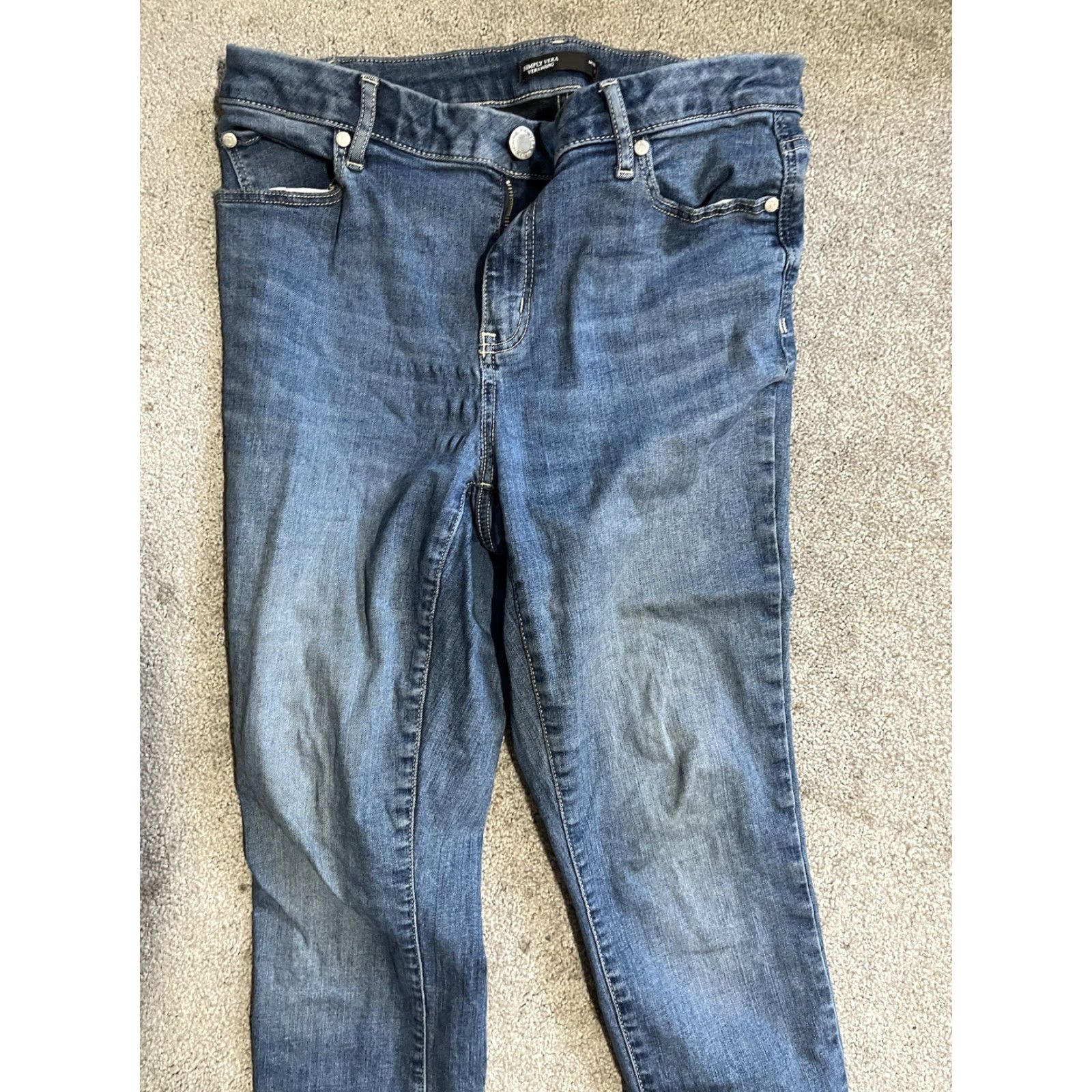 Vintage Vera Wang Simply Vera Skinny Jeans Size 10 Blue Distressed Women Jeans Size 32" / US 10 / IT 46 - 2 Thumbnail