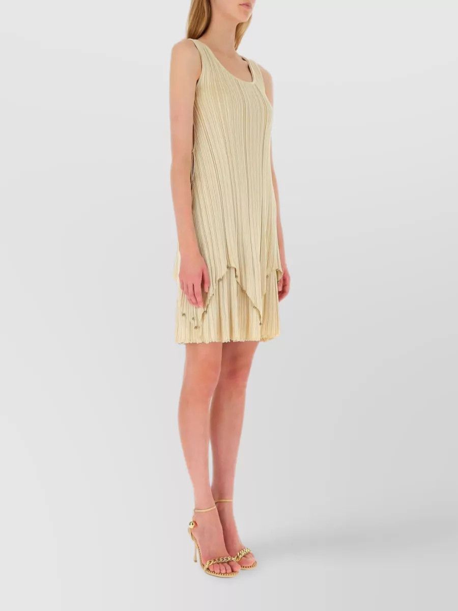 Bottega Veneta o1n1vont1224 Light Viscose Plissé Dress in Butter Size L / US 10 / IT 46 - 3 Thumbnail