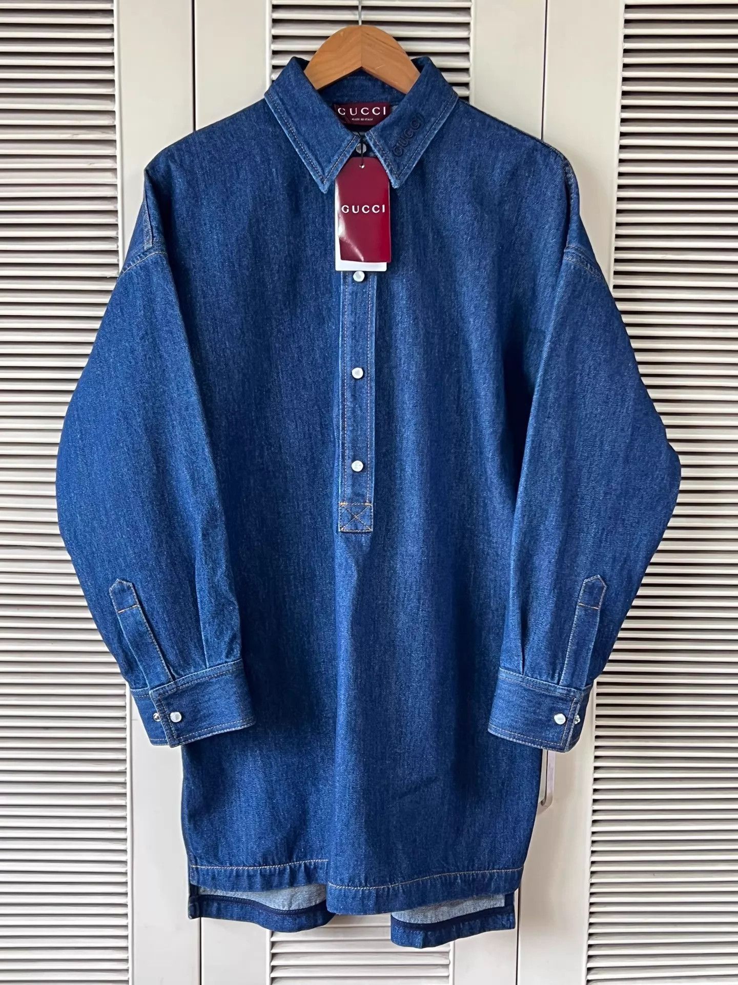 Gucci Blue Denim Long Sleeve Button-Up Shirt Size US M / EU 48-50 / 2 - 1 Thumbnail