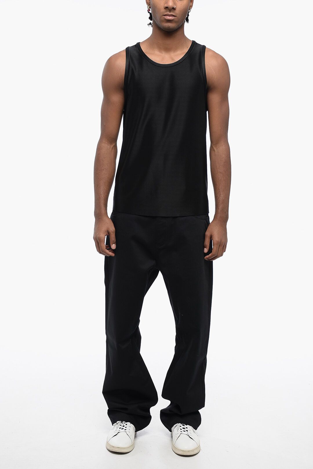 Jil Sander og1mm0625 Stretch Viscose Tank Top in Black Size US S / EU 44-46 / 1 - 4 Thumbnail