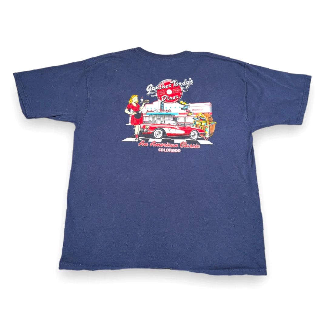 Fruit Of The Loom Vintage Gunther Toody’s Diner Shirt Adult XL Blue 1950s USA 90s Nike? Size US XL / EU 56 / 4 - 2 Thumbnail