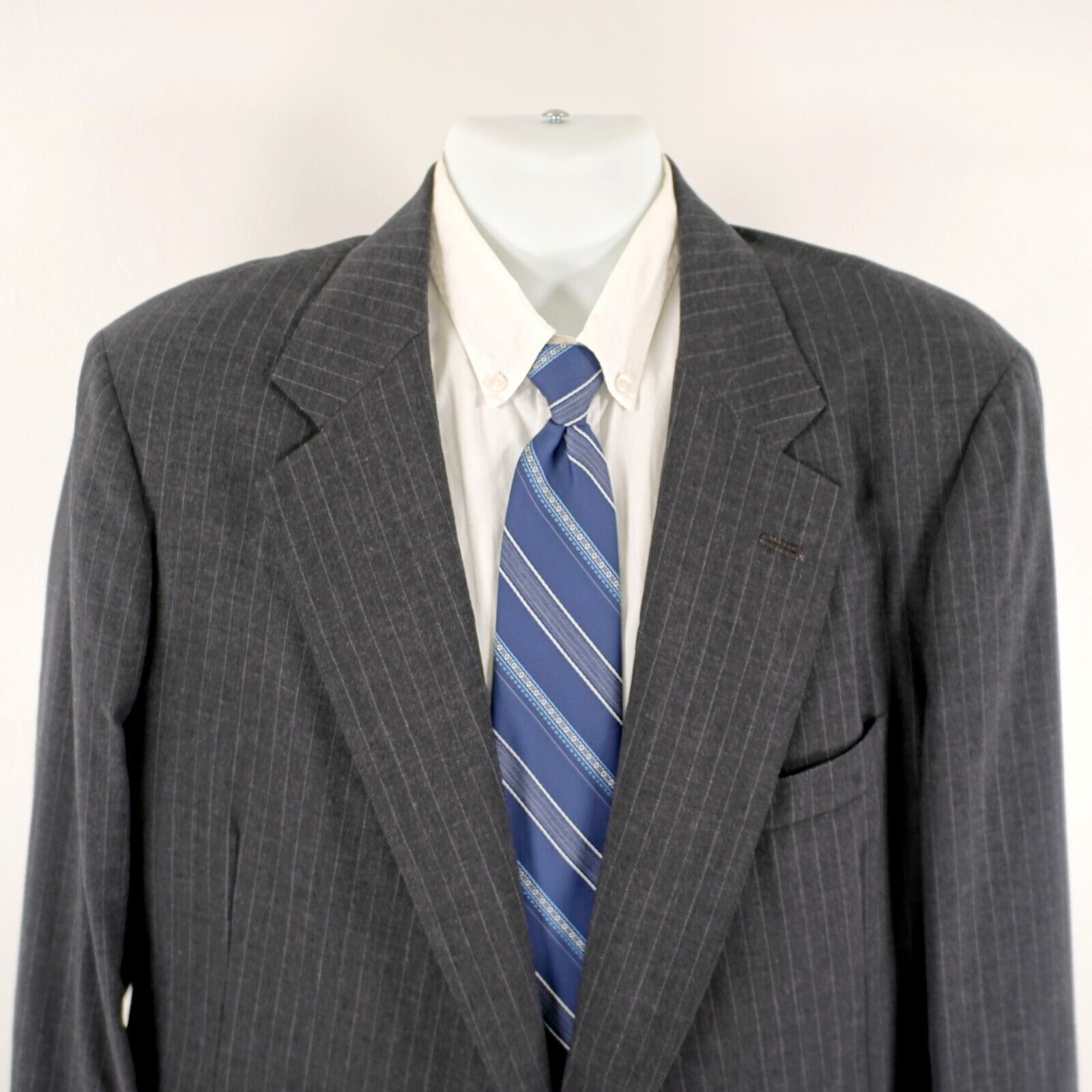 Nordstrom Nordstrom Wool Gray Striped 2 Button Suit Jacket 46R Size 46R - 1 Thumbnail