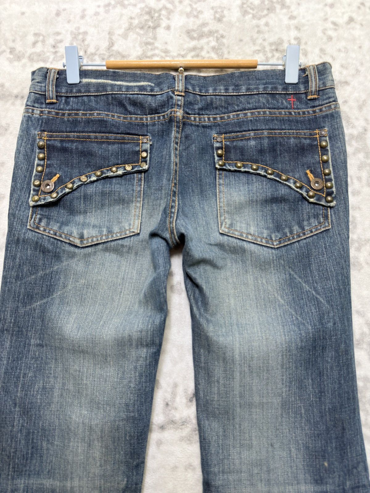 Japanese Brand Splendid Low Rise Distressed Flare Jeans Y2K Grunge Size US 32 / EU 48 - 10 Thumbnail