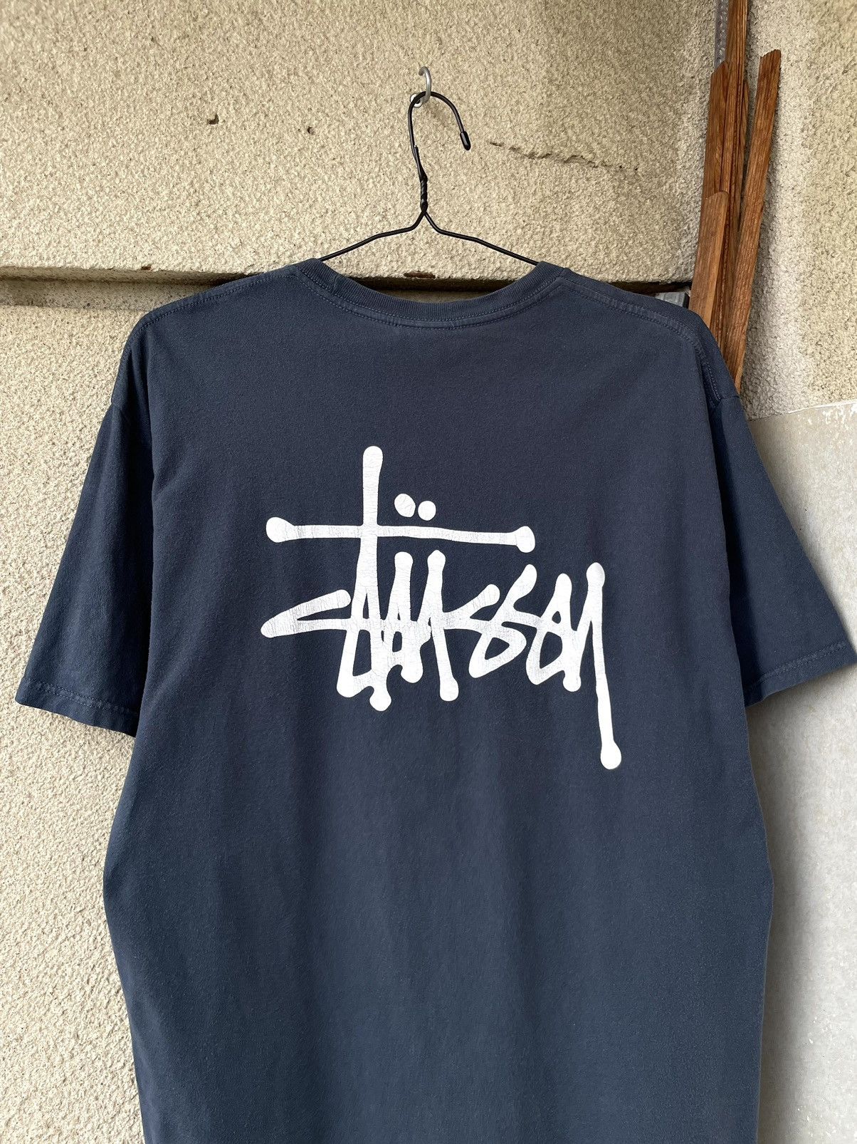 Stussy Vintage Y2K Stussy Big Logo Faded Navy Blue T-Shirt Size L Size US L / EU 52-54 / 3 - 11 Thumbnail