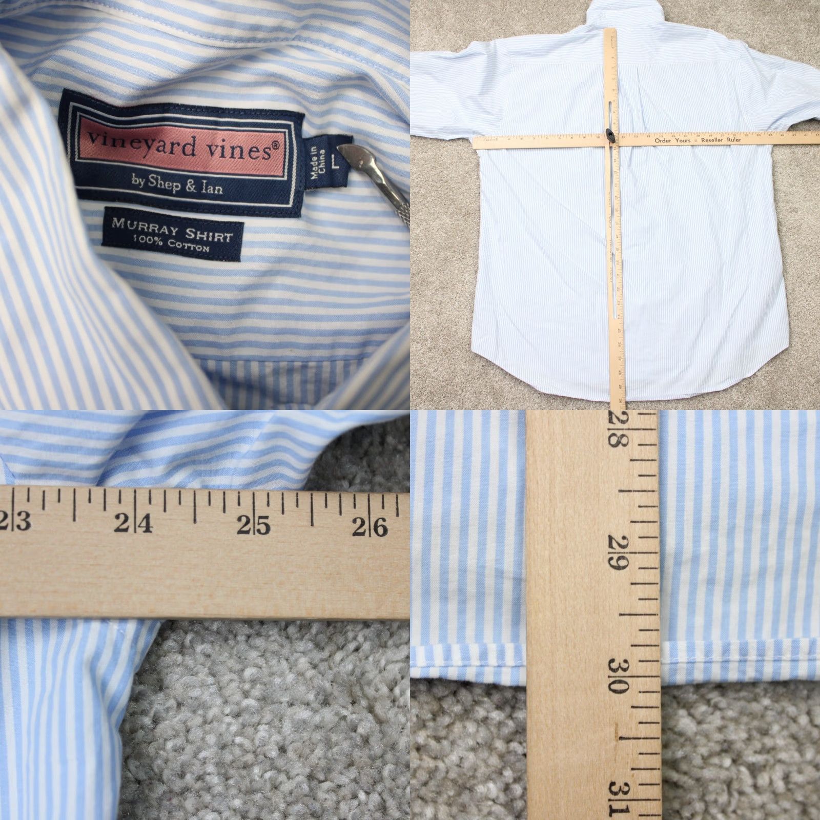 Vineyard Vines Vineyard Vines Murray Shirt Mens Large Blue/White Striped Long Sleeve Cotton Button-Up Shirt Size US L / EU 52-54 / 3 - 8 Thumbnail