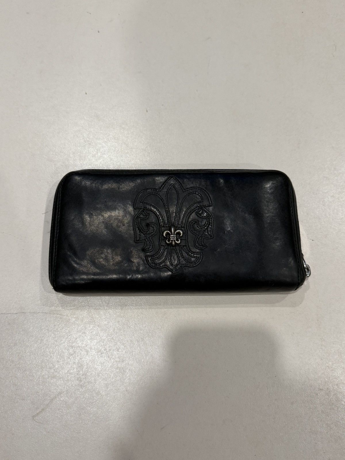 Chrome Hearts Chrome Hearts BS Fleur Wallet Black Leather Silver Scroll Size ONE SIZE - 1 Thumbnail
