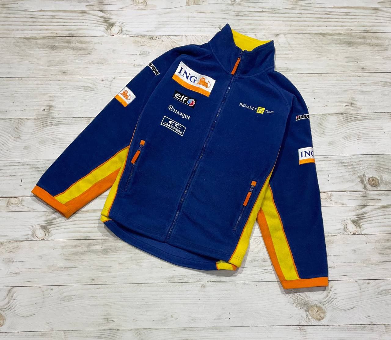 image of Formula Uno x Racing Vintage Renault Fleece Jacket 90's Racing F1 Grand Prix Moto in Blue Yellow (S