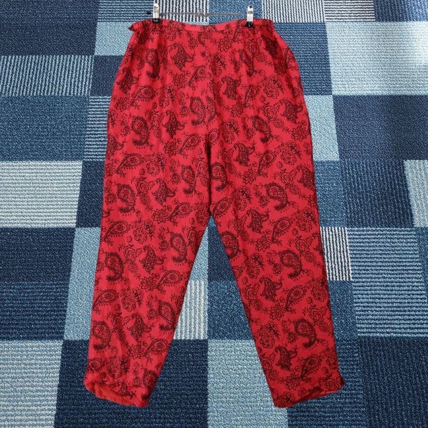 Vintage Silkland Dress Pants Womens 14 Red High Rise Tapered Paisley Flat Front Silk Dress Pants Womens Red 14 Tailored Silkland Size 36" / US 14 / IT 50 - 1 Thumbnail