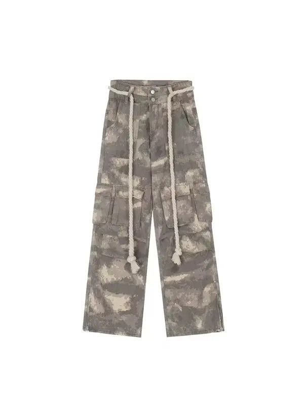 VIBE Retro drawstring camouflage work wide-leg trousers Size US 32 / EU 48 - 5 Thumbnail
