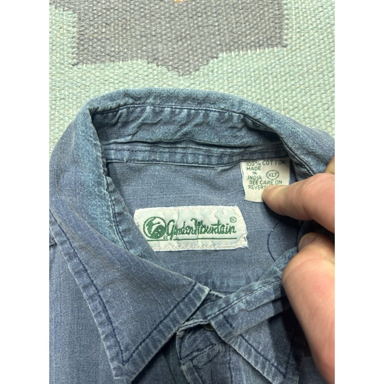 Vintage Gander Mountain Long Sleeve Button-Up Shirt Lightweight Cotton Blue Outdoor XL Tall Mens Size US XL / EU 56 / 4 - 4 Thumbnail