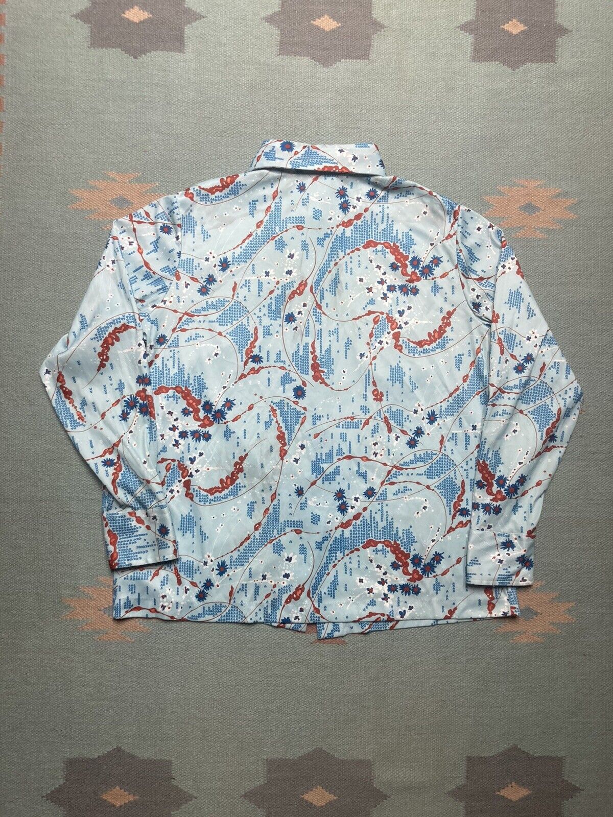 Sears × Vintage 70s sears disco shirt polyester dagger flowers women’s 40 Size L / US 10 / IT 46 - 6 Thumbnail