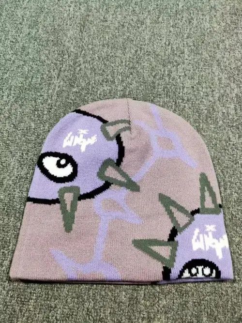 Other Spike Balls Graphic No Cuff Knit Beanie Hat Grey Size ONE SIZE - 3 Thumbnail
