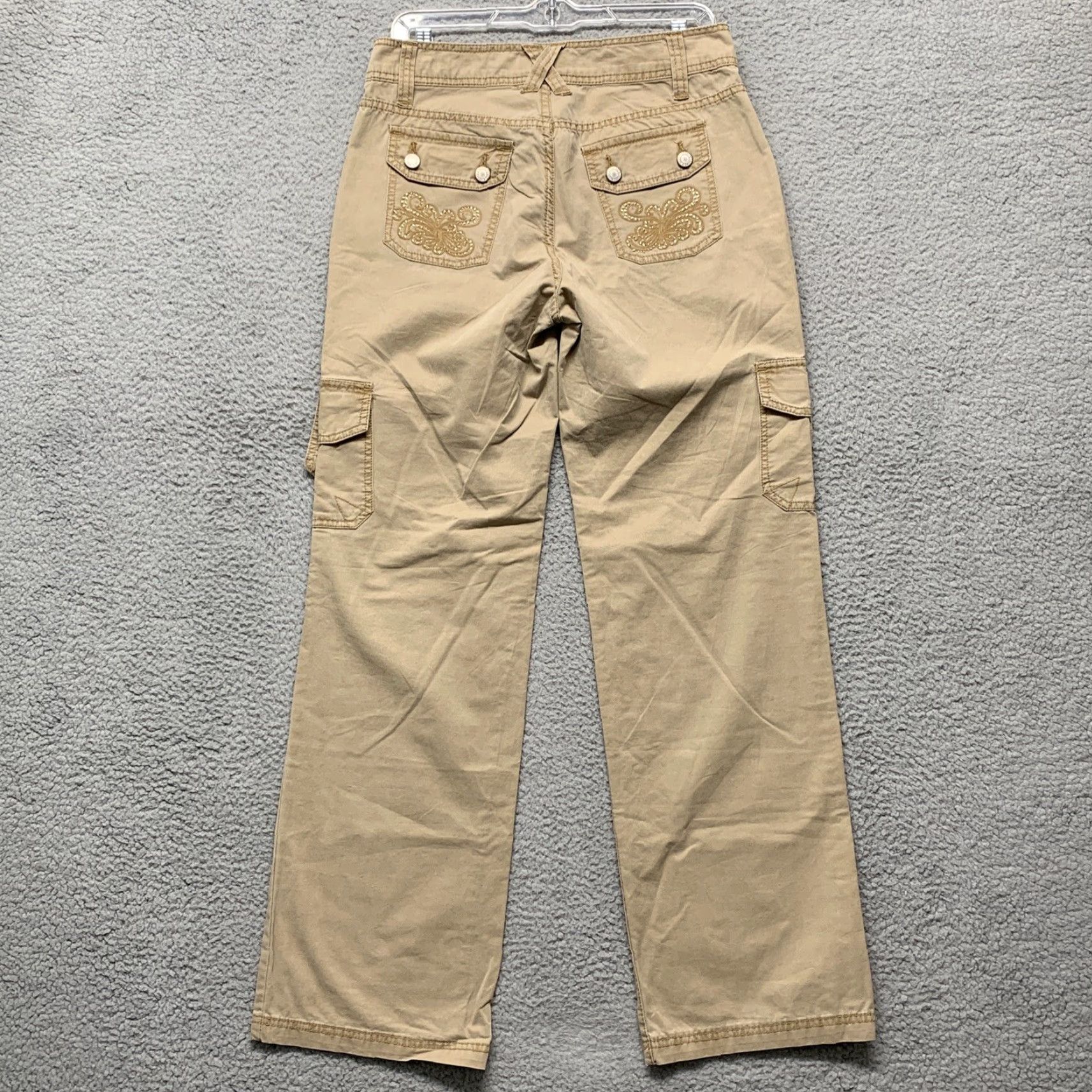 Faded Glory Faded Glory Pants Missy 6 Cargo Mid-Rise Sequins Tan Relaxed Straight NWT Size 28" / US 6 / IT 42 - 4 Thumbnail