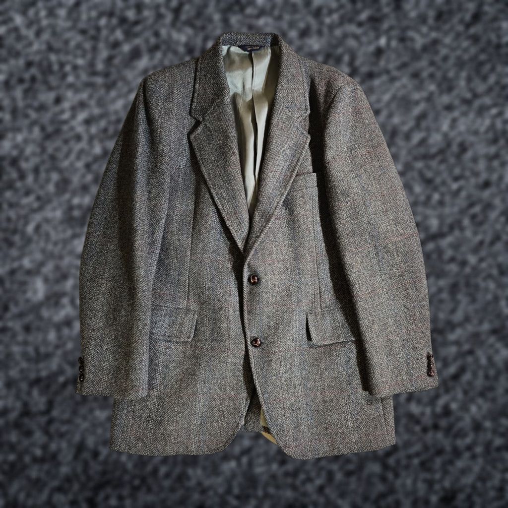 Pendleton VINTAGE Pendleton Blazer Coat Men 44 Long Wool Gray Herringbone Suit Coat Size 44R - 1 Thumbnail