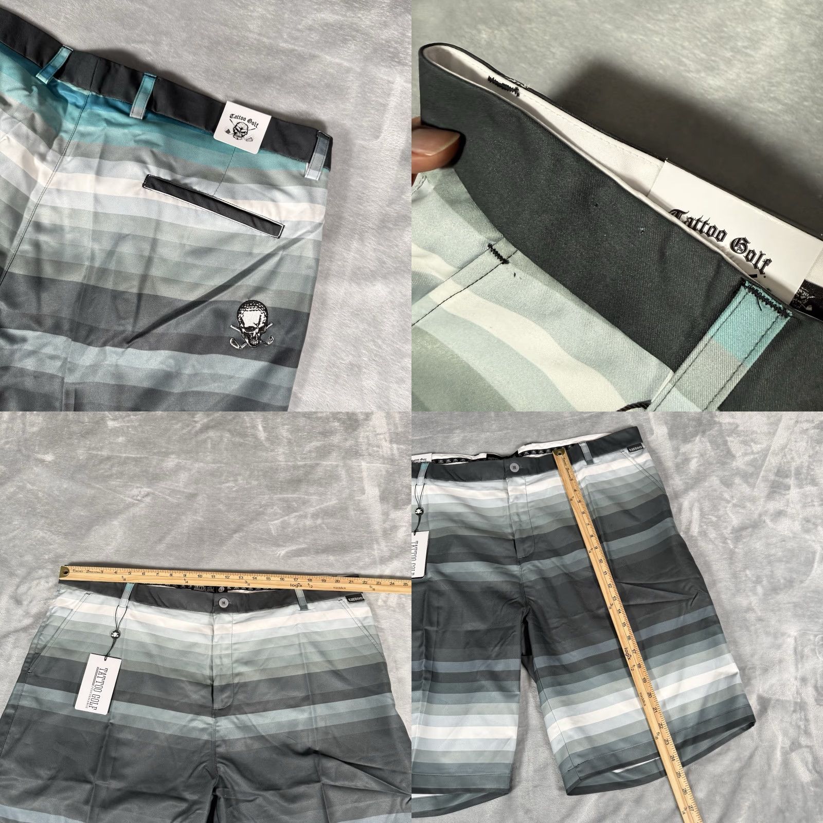 Vintage Tattoo Golf Pleated Chino Shorts Mens 42 11” Striped New With Defects! Size US 42 / EU 58 - 8 Thumbnail
