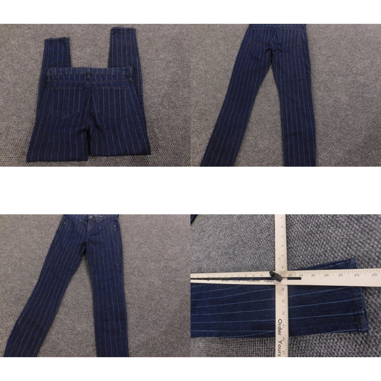Loft Ann Taylor LOFT Jeans Denim Skinny 2 Blue Womens Striped Stretch Regular 28in Zip Pockets Size 30" / US 8 / IT 44 - 8 Thumbnail