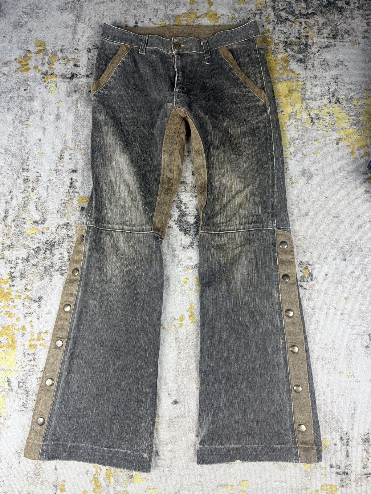 Tornado Mart Rare Flared Tornado Mart Suede Washed Jeans Size US 29 - 1 Thumbnail