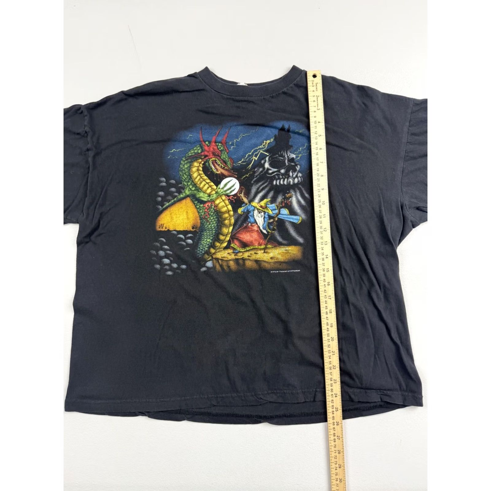 Vintage VINTAGE Thunder Sportswear Shirt Mens 2XL Black Dragon Wizard Graphic Tee Gothic Size US XXL / EU 58 / 5 - 4 Thumbnail