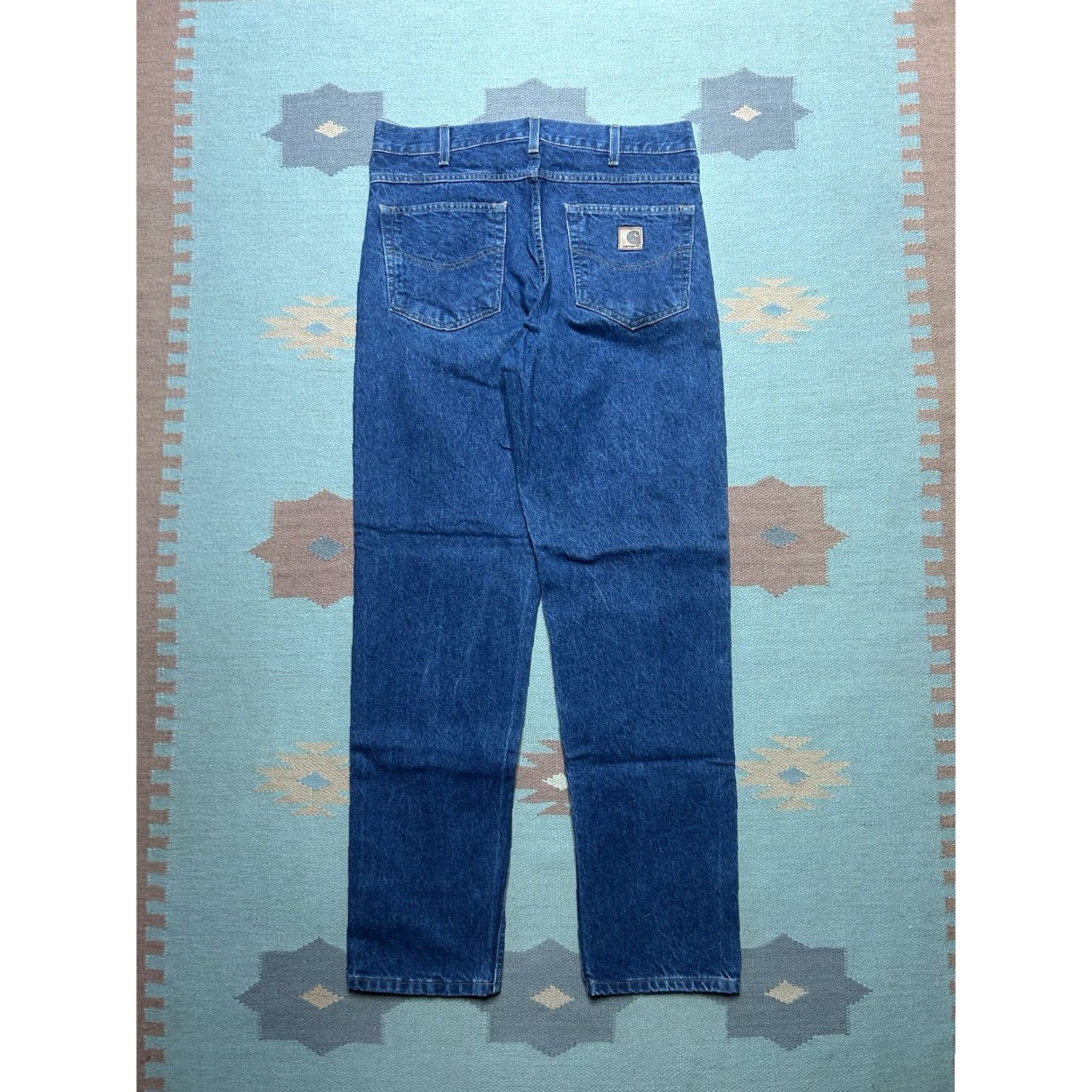 Carhartt VINTAGE Carhartt Jeans Denim Relaxed 33x33 Men Blue Jeans B17 DST Dark Workwear 33 Mens Size US 33 - 5 Thumbnail