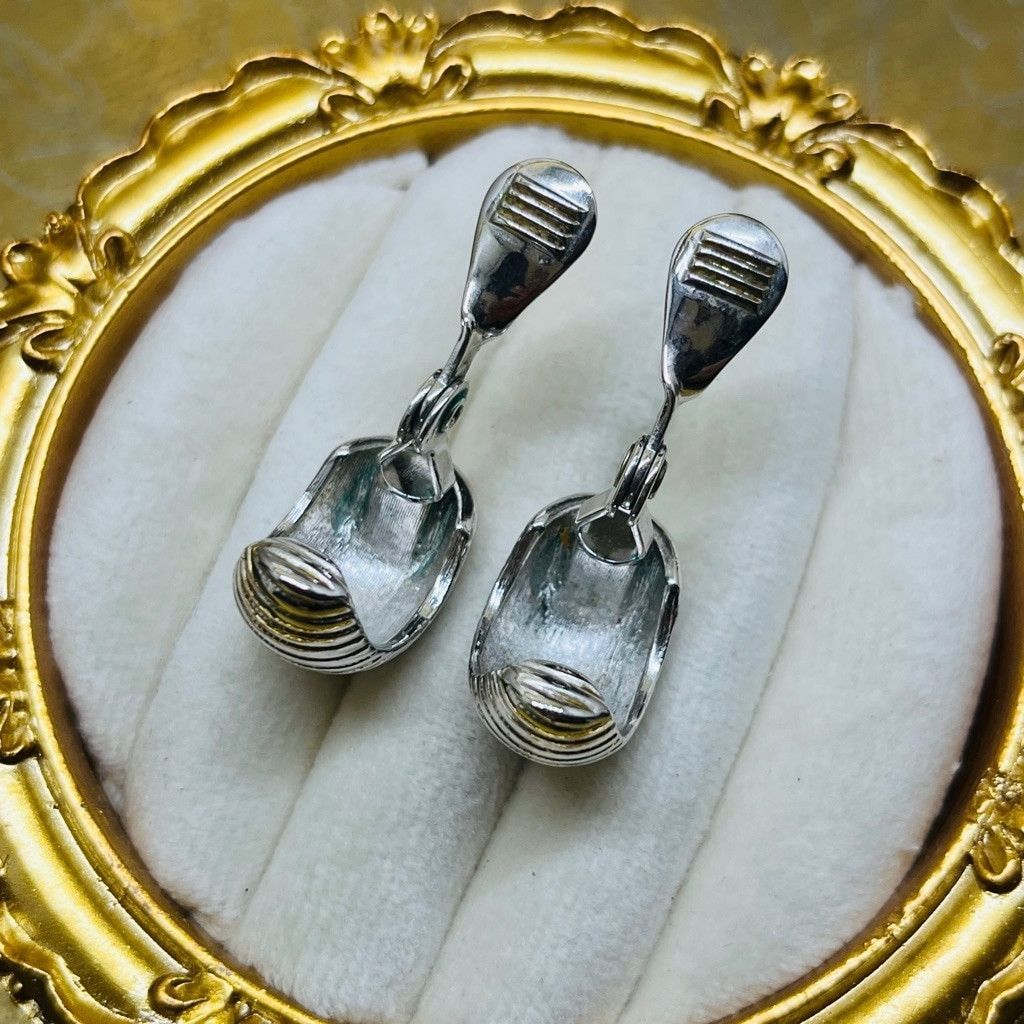 Monet Vintage Midcentury Monet Hoop Earrings Textured Silver Size ONE SIZE - 7 Thumbnail