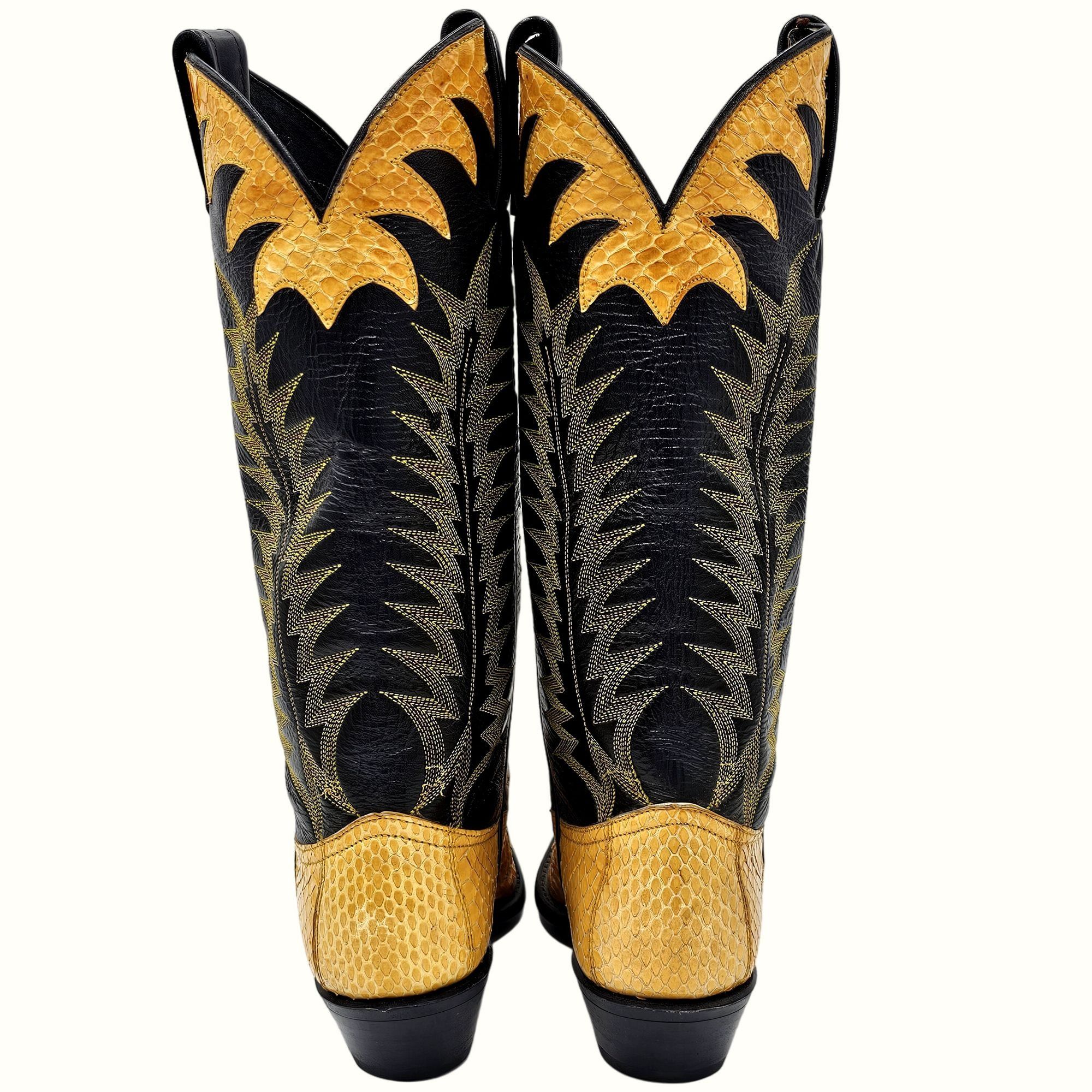 Tony Lama Vintage Tony Lama Exotic Yellow Black Python Snake Cowgirl 5 Size US 5 / IT 35 - 4 Thumbnail